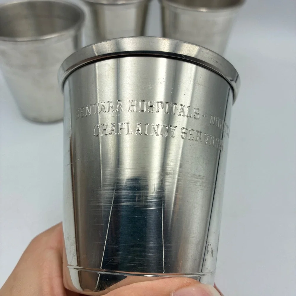 Camelot Pewter Norfolk Cup Set of 4 Sentara Hospitals Chaplaincy Handcrafted VA